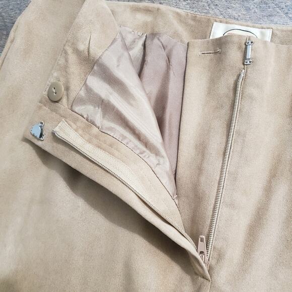New Vintage Talbots Suede Like Flat Front Straight Leg High Rise Tan Lined Pants - Picture 6 of 9